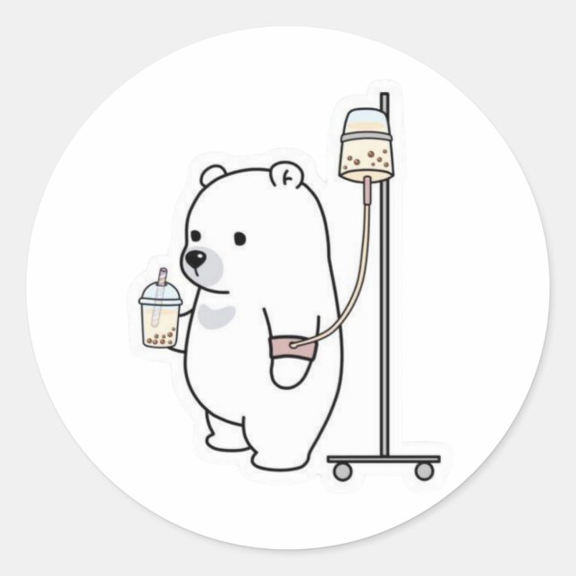 Sticker Rond Ours Polaire Bubble Tea IV (Devant)