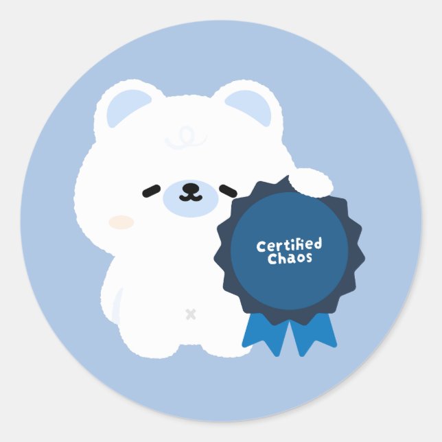 Sticker Rond Ours polaire Chaos certifié (Devant)
