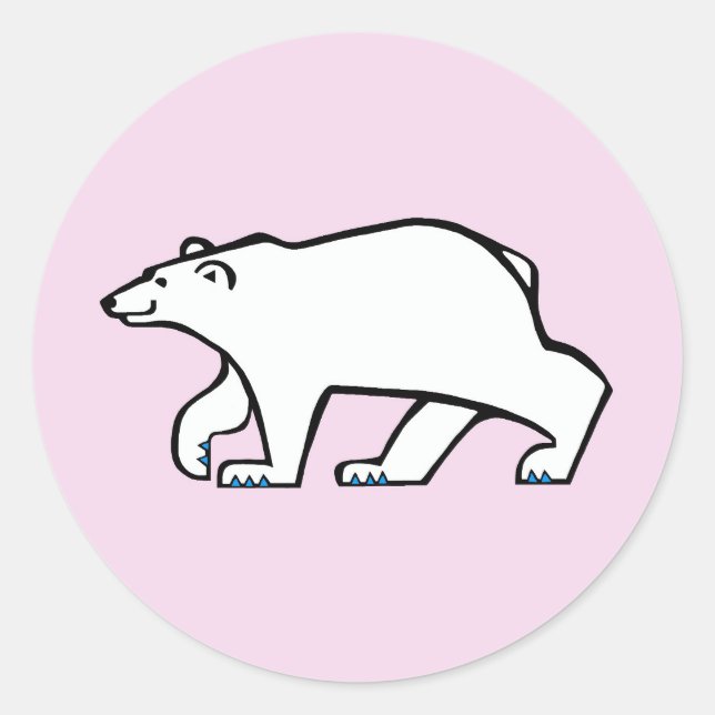 Sticker Rond OURS POLAIRE - Conservation - Rose arctique (Devant)