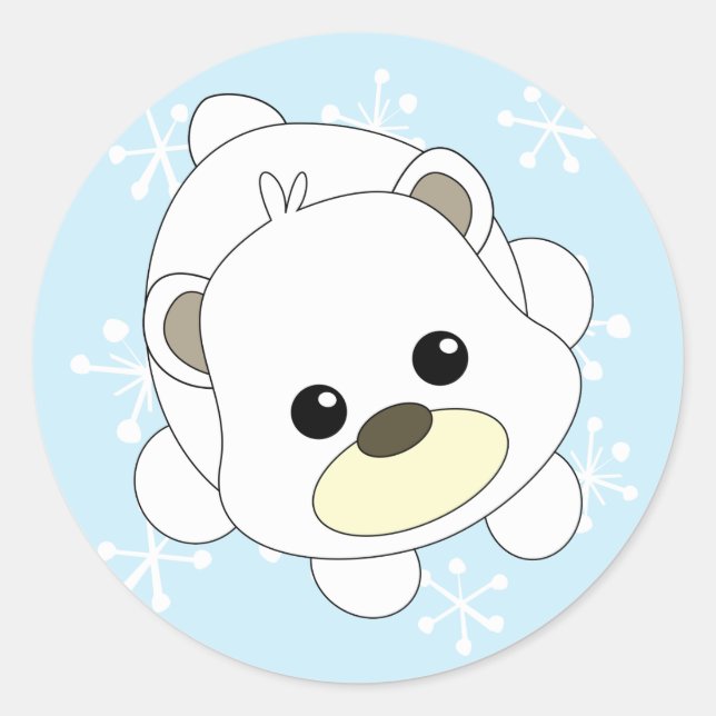 Sticker Rond Ours polaire Cutie (Devant)