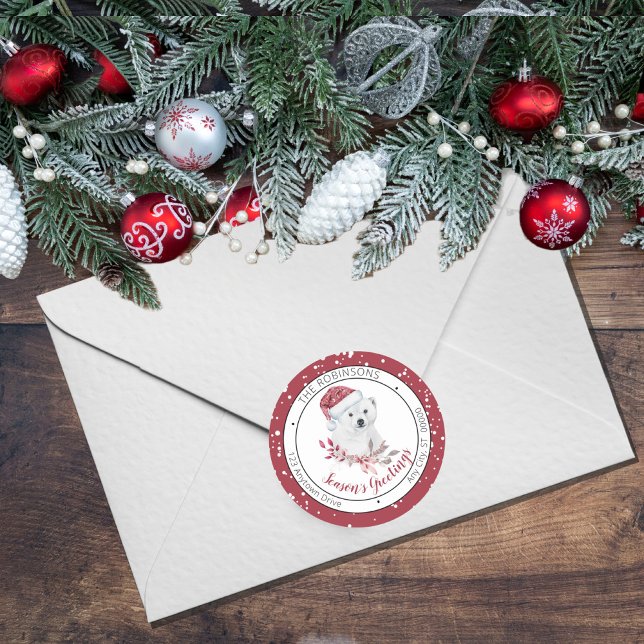 Sticker Rond Ours polaire | Famille de Bonnes Fêtes de Santa Ha (Créateur téléchargé)