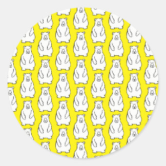 Sticker Rond Ours Polaire Grizzly de Bande Dessinée Drôle Jaune