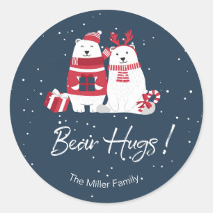 Sticker Rond Ours polaire Hugs Christmas ID851