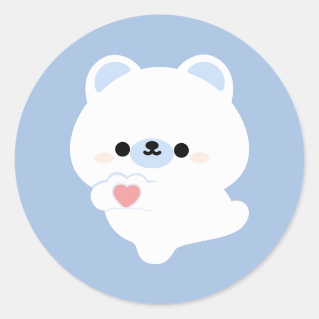 Sticker Rond Ours polaire mignon (Devant)