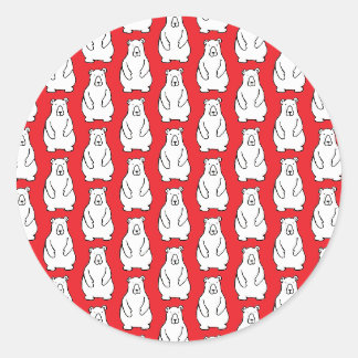 Sticker Rond Ours Polaires Grizzly de Bande Dessinée Drôle Roug