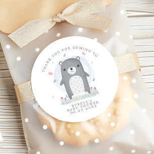 Sticker Rond Ours pour Baby Shower Garçon Cadeau de Remerciemen