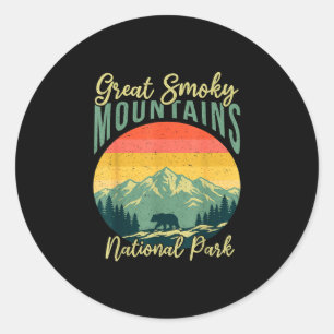 Sticker Rond Ours rétro du parc national des Great Smoky Mounta