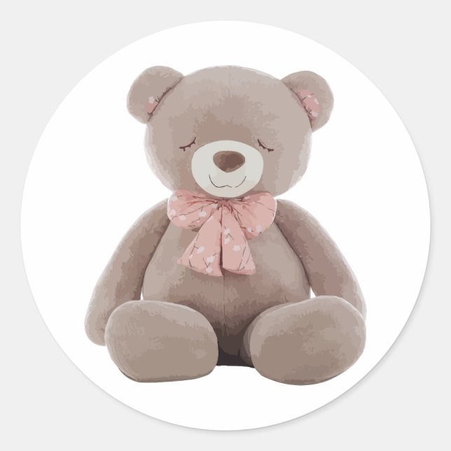 Sticker Rond Ours rose (Devant)