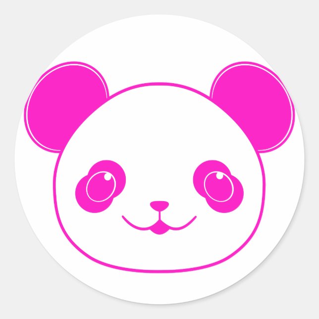 Sticker Rond Ours rose Kawaii Panda (Devant)