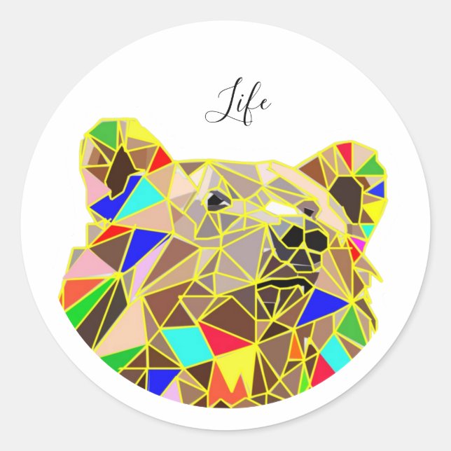 Sticker Rond Ours scolaire (Devant)