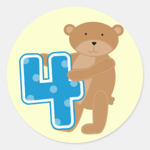 Sticker Rond Ours T-shirts et cadeaux pour le 4e anniversaire