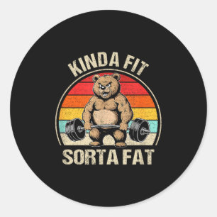 Sticker Rond Ours un peu en forme plutôt gros drôle mignon halt