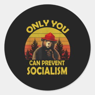 Sticker Rond Ours vintage drôle seulement vous pouvez empêcher