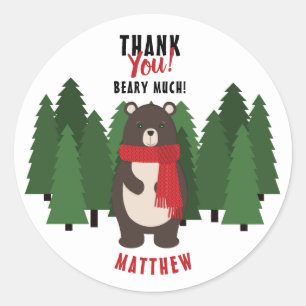 Sticker Rond Ours Woodsy