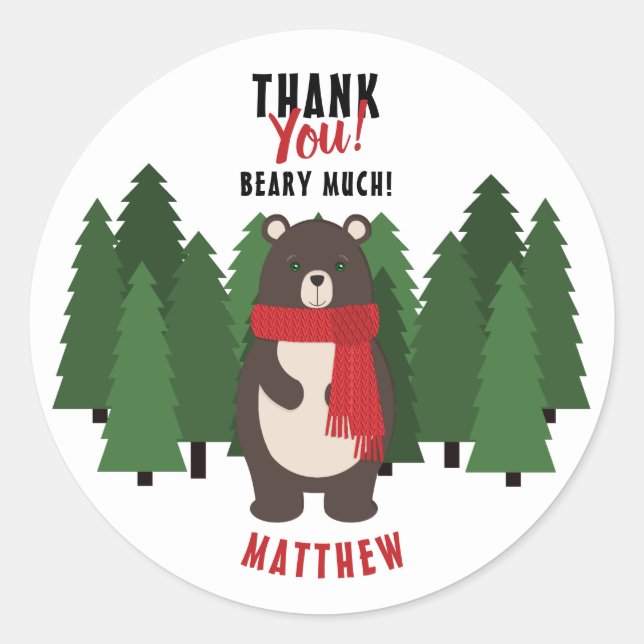 Sticker Rond Ours Woodsy (Devant)