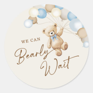 Sticker Rond Ourson à peine attendu Fête de bébé garçon Ourson
