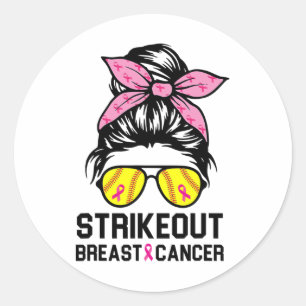 Sticker Rond Out Cancer du sein Sensibilisation softball Maman 