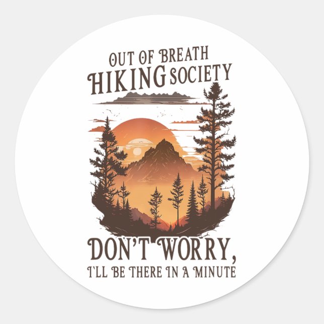 Sticker Rond Out Of Breath Hiking Society 4  (Devant)