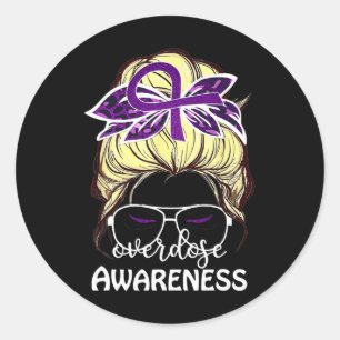 Sticker Rond Outdoor Sensibilisation à la surdose Messy Hair Bu
