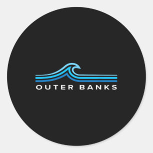 Sticker Rond Outer Banks Nc Vagues Vintage Hommes Femmes Filles