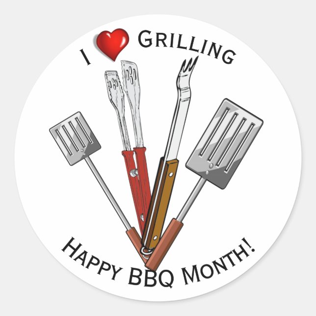 Sticker Rond Outils barbecue Gravure (Devant)