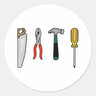 STICKER ROND OUTILS DE CONSTRUCTION
