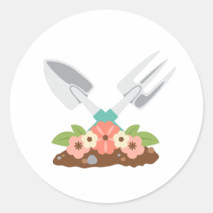 Sticker Rond Outils de jardin