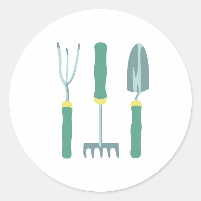 Sticker Rond Outils de jardinage (Devant)