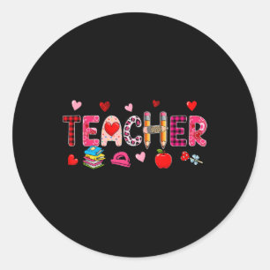 Sticker Rond Outils de l'enseignant Valentine's Day Leopard Job