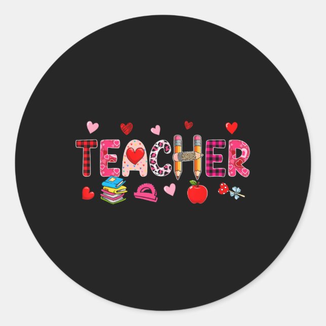 Sticker Rond Outils de l'enseignant Valentine's Day Leopard Job (Devant)