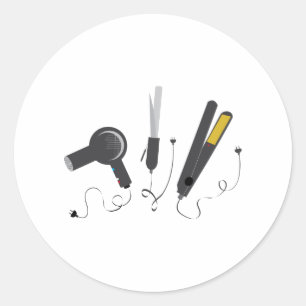 Sticker Rond Outils de liste de cheveux