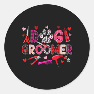 Sticker Rond Outils de toilettage pour chiens Saint-Valentin Lé