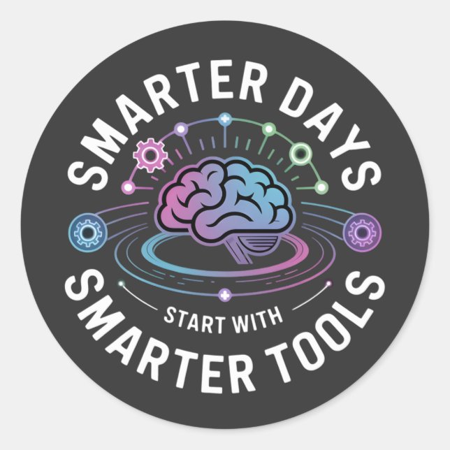 Sticker Rond Outils intelligents d'intelligence artificielle (Devant)