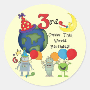 Sticker Rond Outta This World 3rd Birthday T-shirts et cadeaux