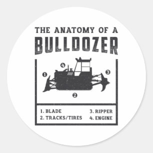 Sticker Rond Ouvrier De Construction L'Anatomie D'Un Bulldozer