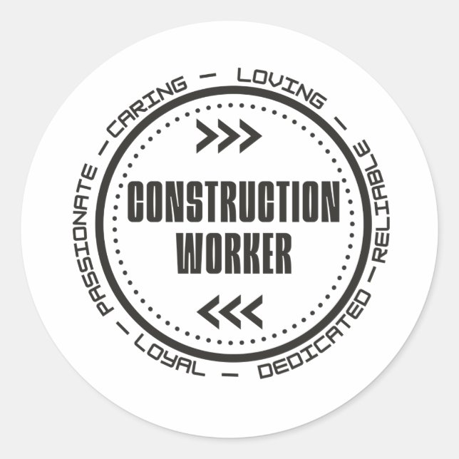 Sticker Rond Ouvrier du bâtiment (Devant)