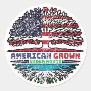 Sticker Rond Ouzbékistan Ouzbek États-Unis Amérique États-Unis