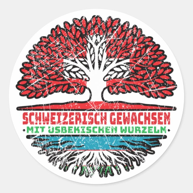 Sticker Rond Ouzbékistan Schweizer Schweiz Baum Wurzel (Devant)