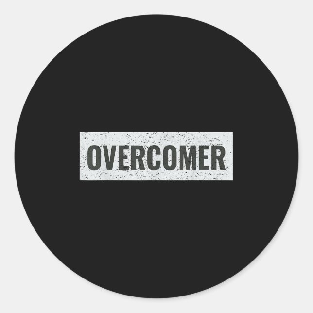 Sticker Rond Overcomer Emwering Insrational Motivational Christ (Devant)