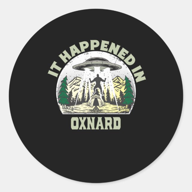 Sticker Rond OVNI Alien À oxnard City (Devant)