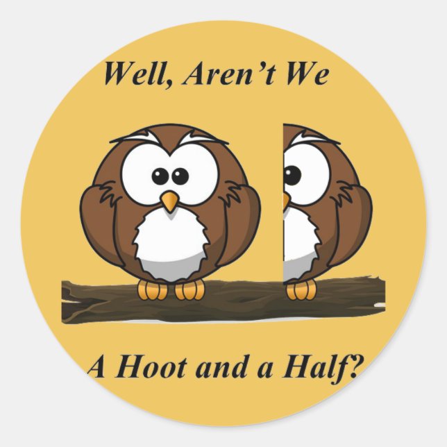Sticker Rond Owl A Hoot and a Half (Devant)