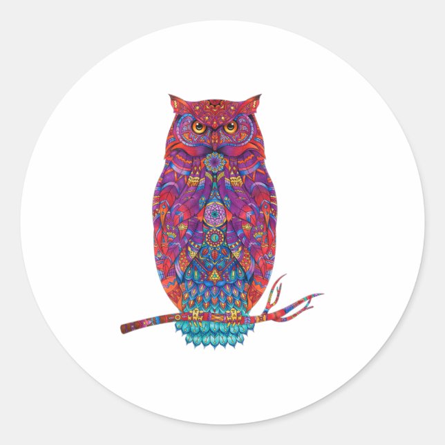Sticker Rond Owl Art Funny (Devant)
