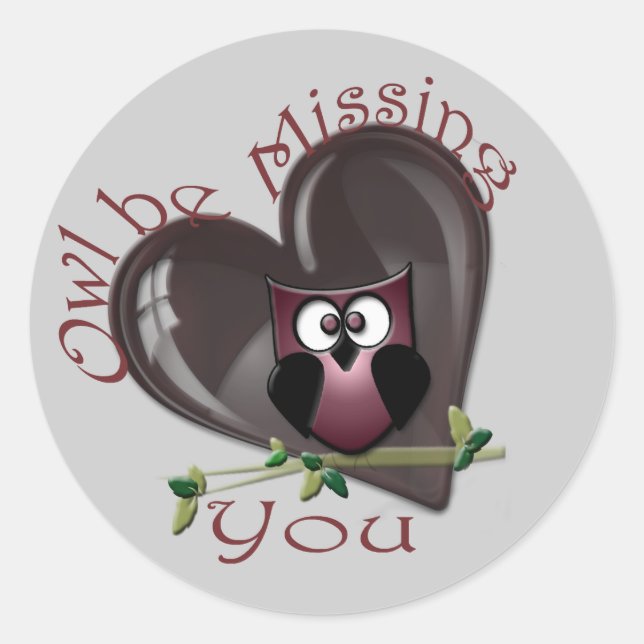 Sticker Rond Owl be Missing You (Devant)