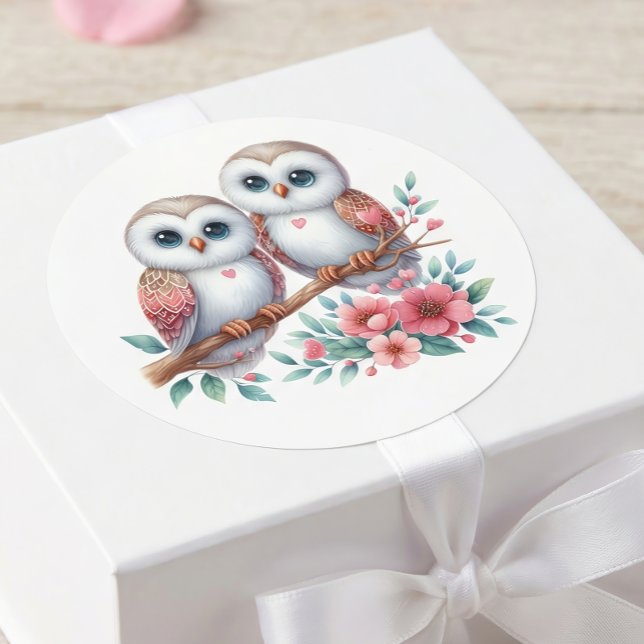 Sticker Rond Owl Boho Rustic Country Woodland Wedding (Créateur téléchargé)