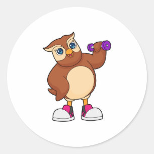Sticker Rond Owl Fitness Dumbbell