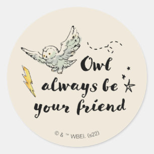 Sticker Rond Owl Soyez Toujours Votre Ami