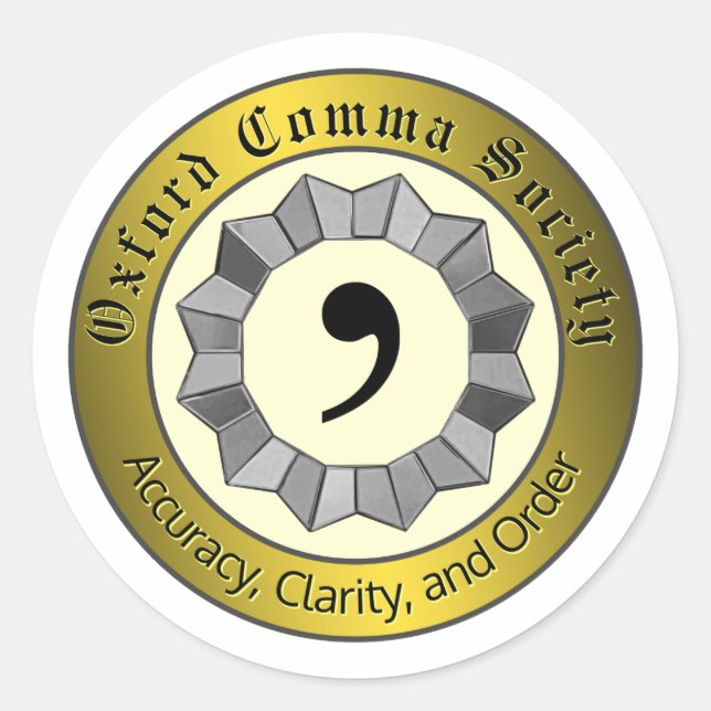 Sticker Rond Oxford Comma Society (Devant)