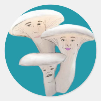 Sticker Rond Oyster Mushroom Gens Dessin