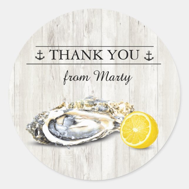 Sticker Rond Oyster Roast fruits de mer Nautique (Devant)