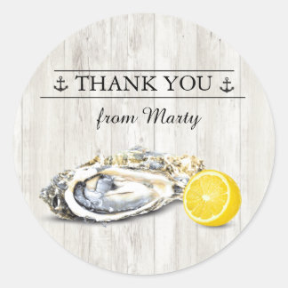 Sticker Rond Oyster Roast fruits de mer Nautique